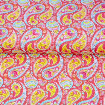Jersey Baumwolle Pink Paisley von Stenzo | Meterware